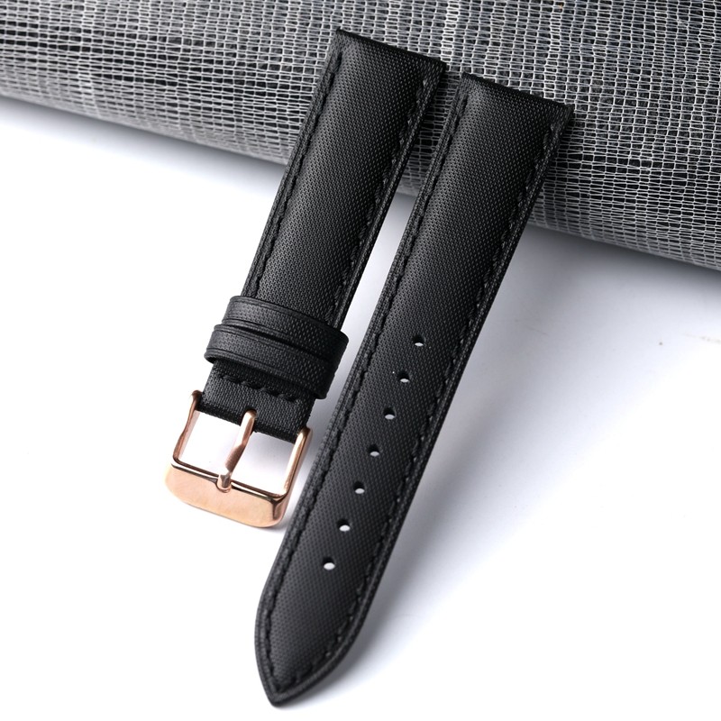 Fully handmade nylon fiber watchband 20 22mm black retro soft bracelet, men's leather strap