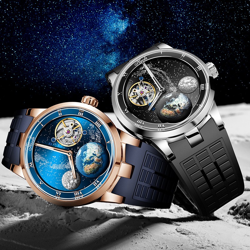 Haofa 1952 Carousel Mechanical Watch Men Sapphire Carousel Starry Energy Reserve 80H Luxury Wristwatches relógio masculino