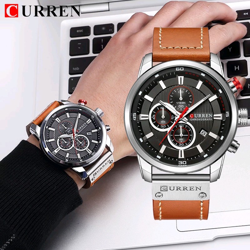 Luxury Brand CURREN Fashion Analog Digital Chronograph Men's Quartz Watch Business Sport Waterproof Leather Watch for Men Relogio