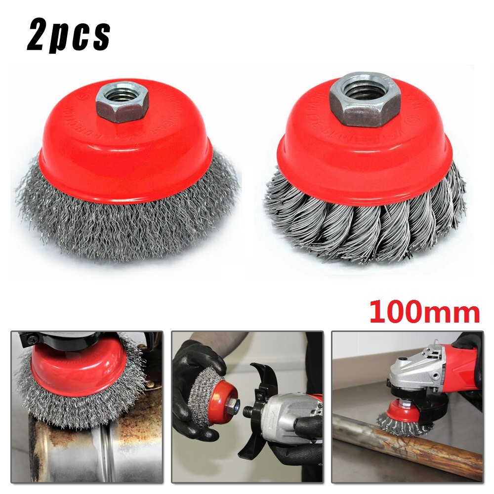 2pcs Wire Brushes Cup Brush Wheel Electric Drill 8500RPM Deburr Curly Remove Paints Rust Grinder Rotary Cleaner Polisher Tool