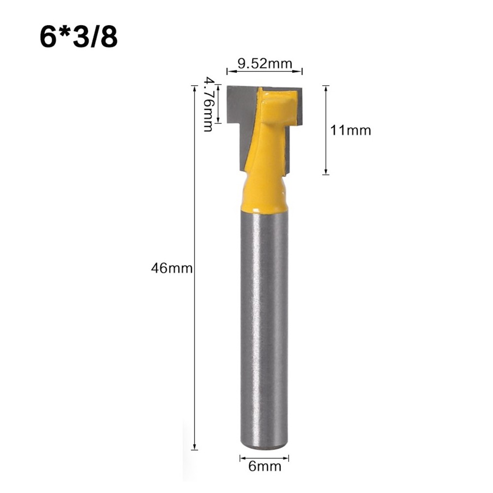 6mm 1/4 Inch Shank T-Slot Cutter Router Bit Set Master Hole Bit Hex Bolt T Slot Milling Wood Cutting Machine Woodworking Tool