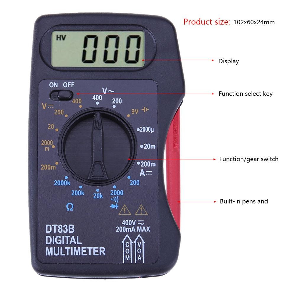 Portable Digital Multimeter Multi Pocket Ammeter Voltmeter DC/AC Resistor Ohm Voltage Digital Multimeter Battery Capacity Tester