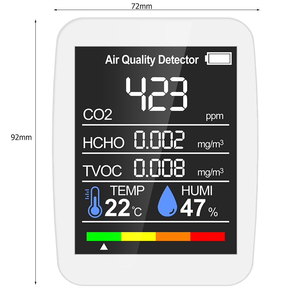 5 في 1 CO2 ثاني أكسيد الكربون اختبار درجة الحرارة الرقمية الرطوبة الإنتاج الزراعي الدفيئة CO2 رصد كاشف الغاز الأبيض