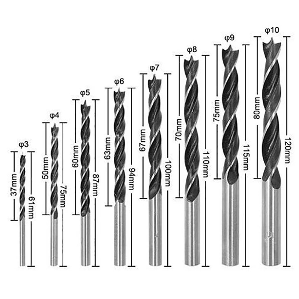 8pcs/set Wood Drill Bit Set 3mm-10mm Drill Bits Kit for Woodworking Wood Tools Screw Drill Bit High Carbon Steel