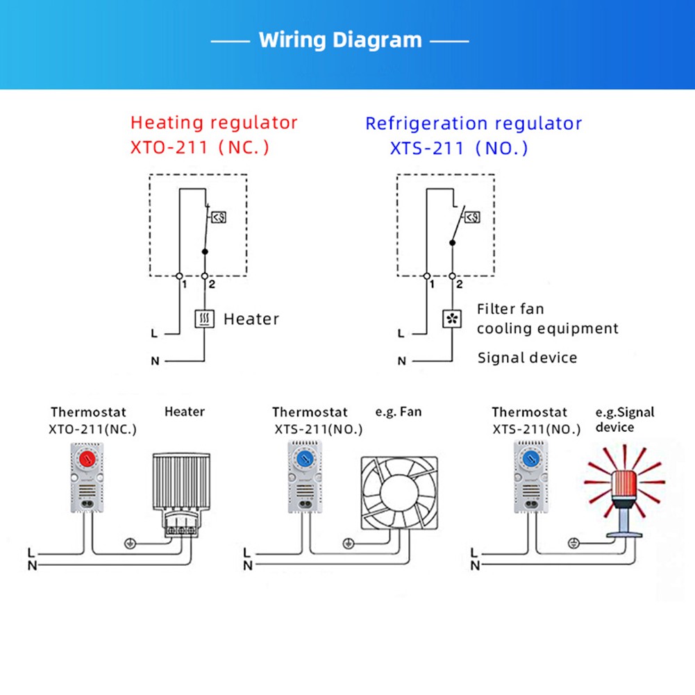 Temperature Controller Normally Closed And Open Din Rail Small Size Thermometer Thermostat KTO011 KTS011 XTS211 XTO211