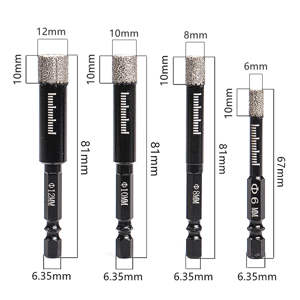 5pcs Hexagonal Shank Vacuum Brazed Diamond Dry Drill Bits Hollow Saw Blade Cutter for Granite Ceramic Marble Glass Hole Opener