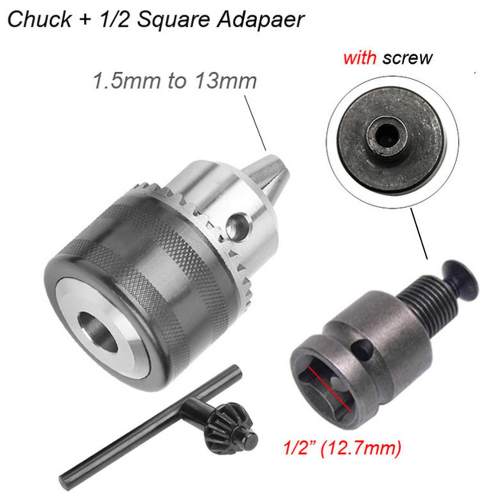 Mini Electric Drill Chuck 1.5-13mm Mount B10 Taper With Connector Motor Rod Hex Shank Shaft Wrench Power Tool