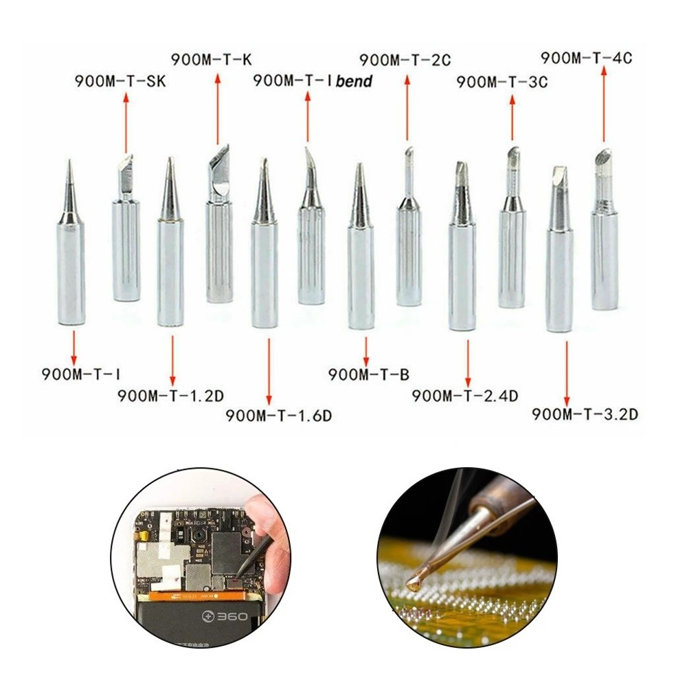 5pcs 900M-T Soldering Iron Pure Copper Soldering Iron Headphones IS/I/B/K/SK/2.4D/3.2D/1C/2C/3C/4C Lead-free Soldering Tips Head