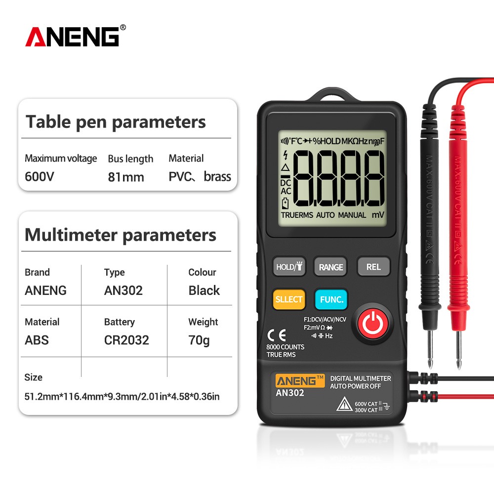 ANENG 8000 Digital Multimeter AN302 Rms multímetro transistor tester professional digital multimeter metro meter