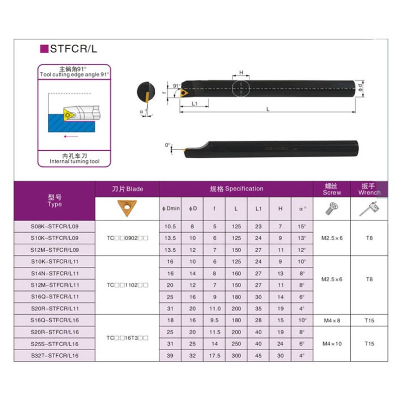 1pc S10K-STFCR11 S12M-STFCR11 S16Q S20R-STFCR11 inner turning tool holder + carbide insert 10pcs TCMT110204 turning insert