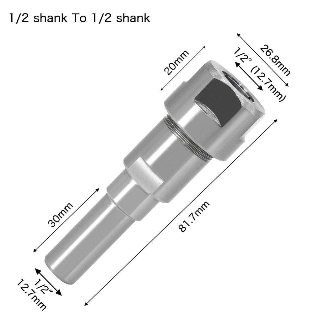 Binoax Router Bit Extension Rod Collet Drilling Machine Extension Milling Wood Cutting Machine 1/4(1/2) Inch 6/8/12mm Shank