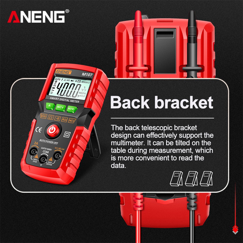 ANENG M107/M108 عالية الدقة 4000 التهم الذكية الرقمية المتعدد LCD المقاومة NCV المحمولة تيار مستمر التيار المتناوب الجهد فاحص/ مختبر التيار الكهربائي