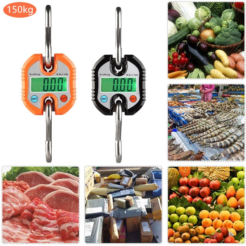 150kg 50g 300kg Heavy Duty Scale Electronic Digital Stainless Steel Hanging Hook Scale LCD Ring Balance Weight 40% off