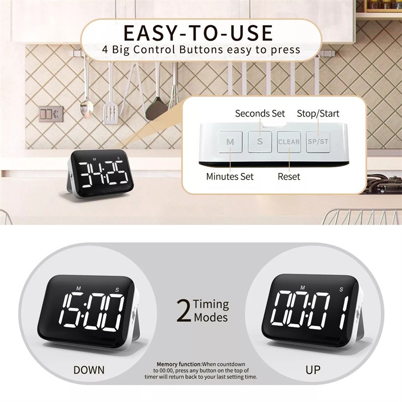 LED Digital Small Countdown Digital Timer Countdown Electronic Handmade Kids Time Management Cooking Kitchen Study Book