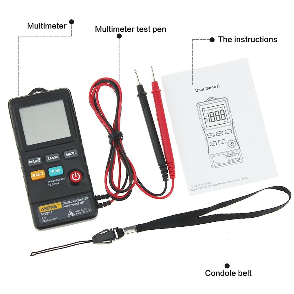 ANENG AN302 المهنية الرقمية المتعدد 7999 عرض تيار مستمر/التيار المتناوب الفولتميتر تستر السعة ديود NCV أوم المقاومة هرتز اختبار