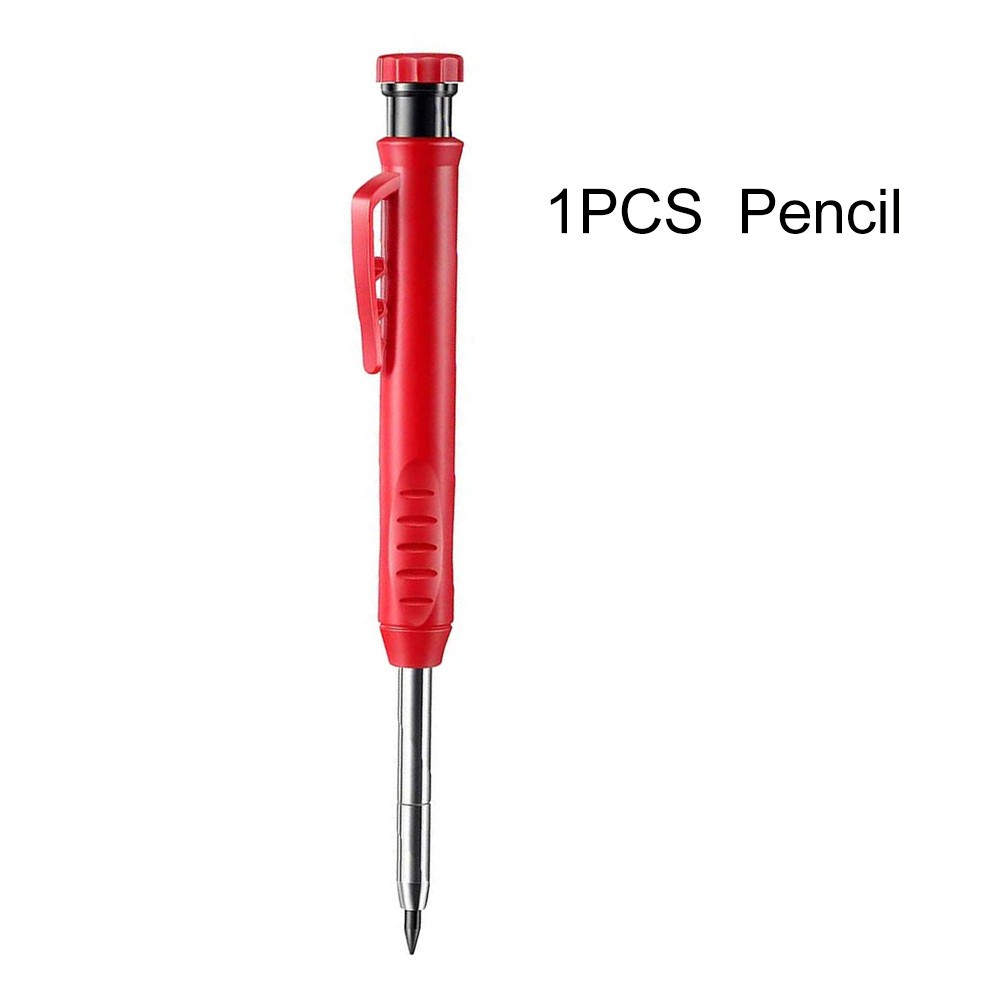 Solid Carpenter Pencil Set with 6 Threaded Refill, Built-in Sharpener, Deep Hole Mechanical Pencil Marker Marking Tool