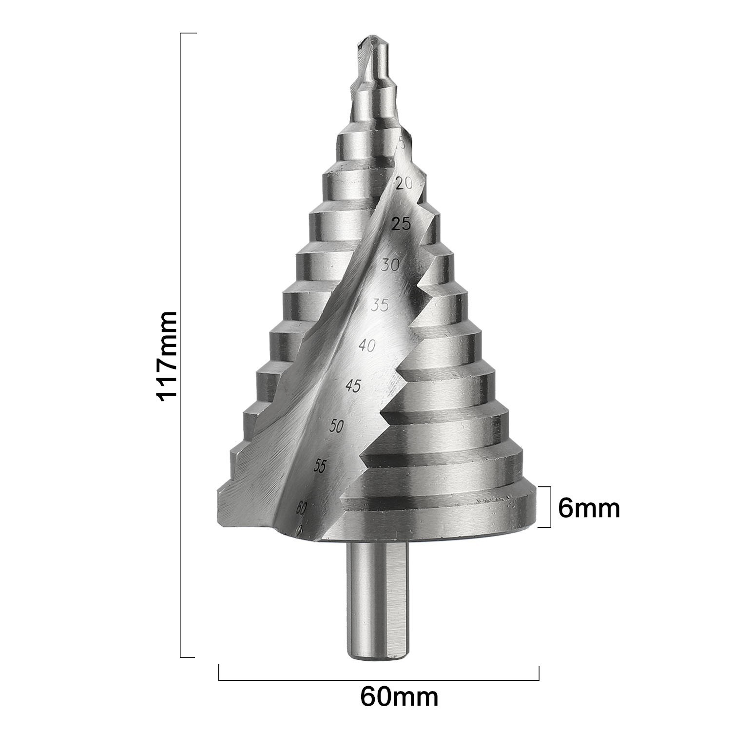 6-60mm Step Drill Pagoda Drill Spiral Multifunction Twist Drill Power Tool Spiral Groove Metal Steel Lathe Power Tool