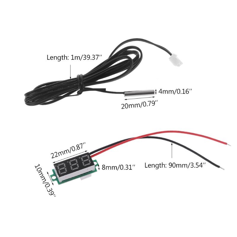 0.28" Digital Display Thermometer With NTC Metal Probe Temperature Sensor