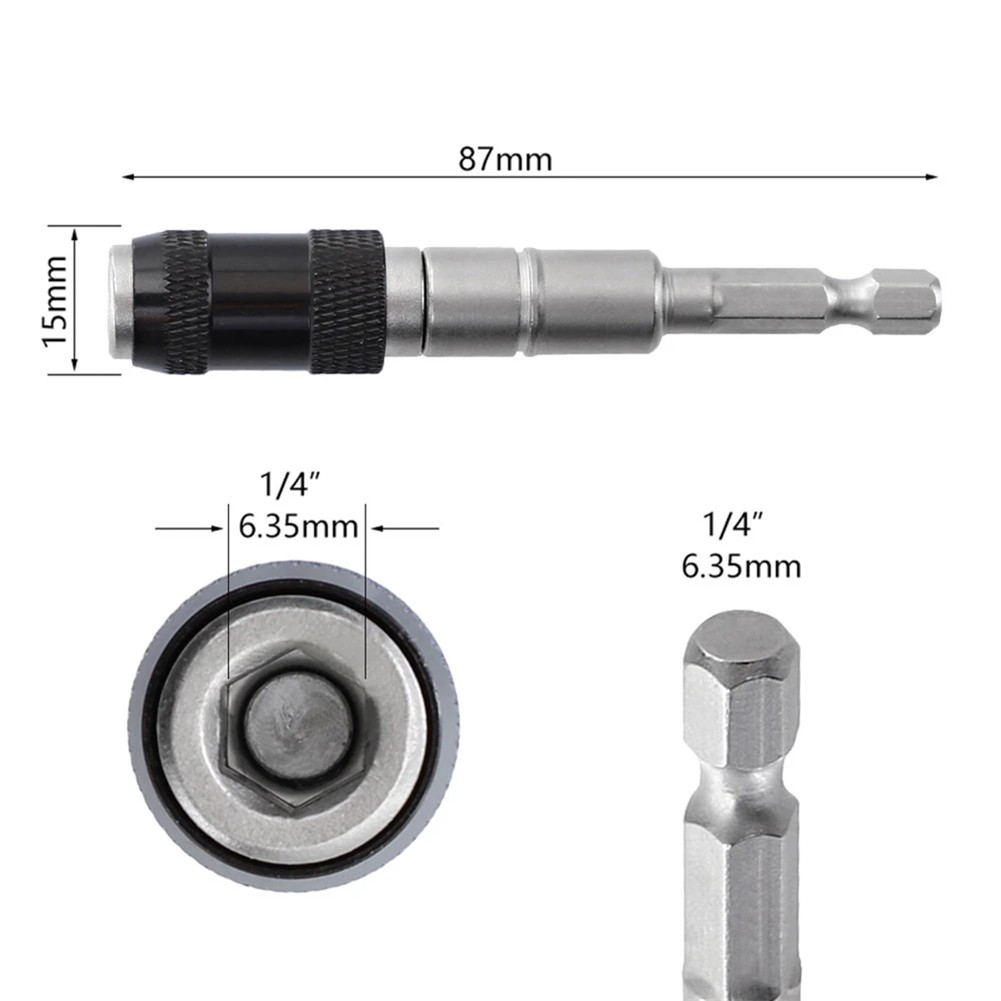 1/4" Pivoting Magnetic Screw Drill Bit Tip Holder Screwdriver Woodworking Tool Quick Change Locking Guide Bit Extension Rod