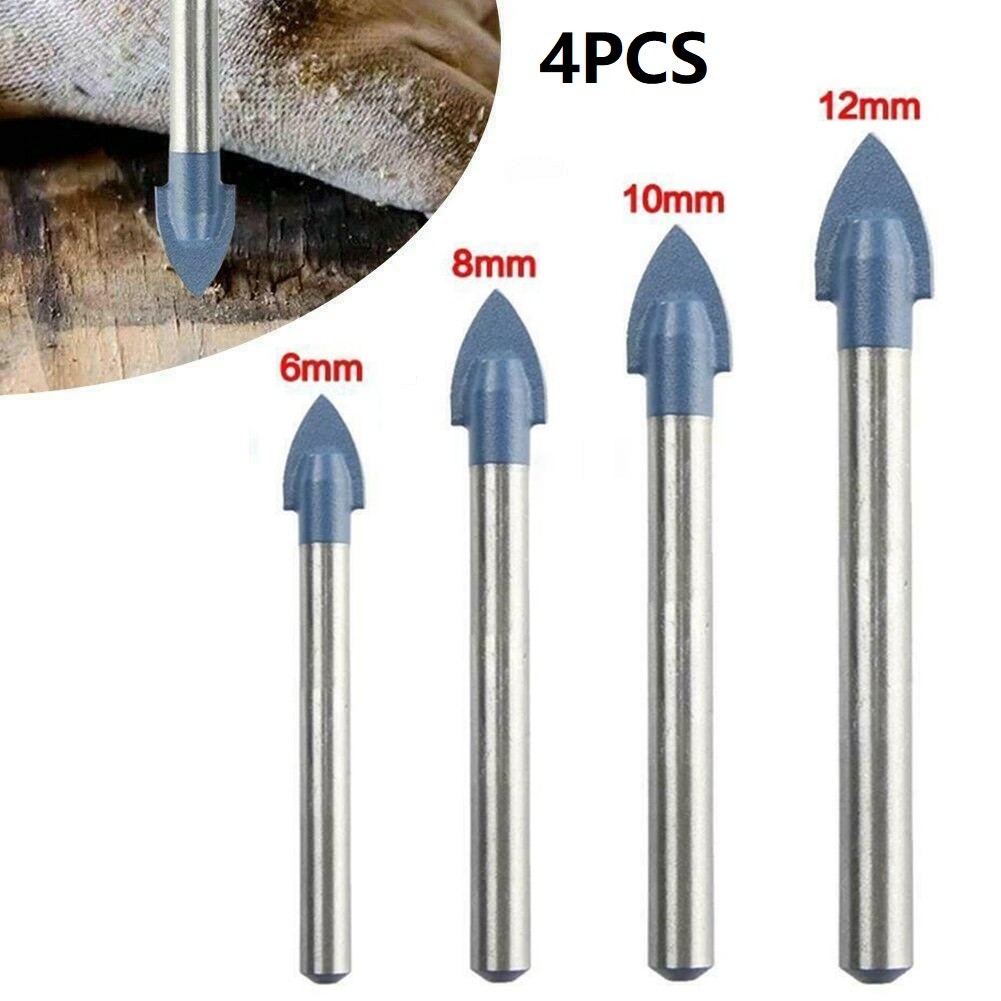 4/5pcs Glass Drill Bits Marble Porcelain Spear Head Ceramic Drill Bits Set Spade Drill Bit Saws 6/8/10/12mm