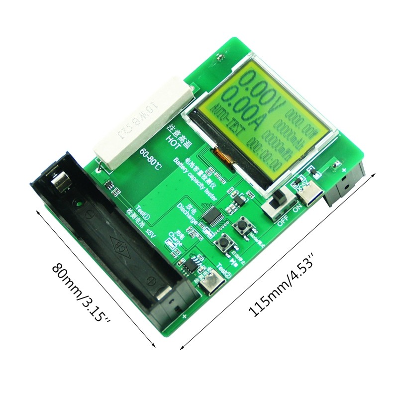 18650 LCD Display Battery Capacity Tester Battery Power Detector Module With Charging Function Type-C Port