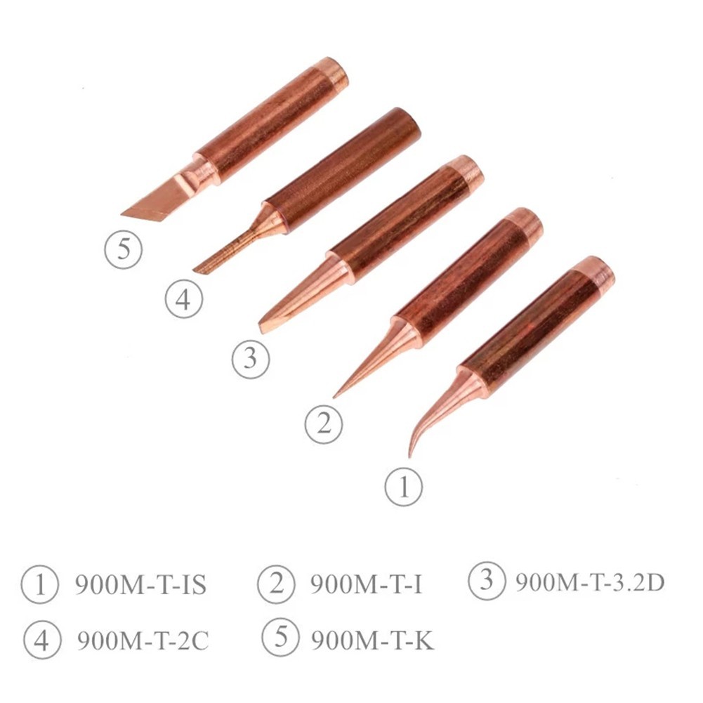 5pcs/set 900M-TCopper Soldering Iron Pure Copper 900M Soldering Iron Headset Inside Hot Bare Copper Electric Soldering Iron Tip