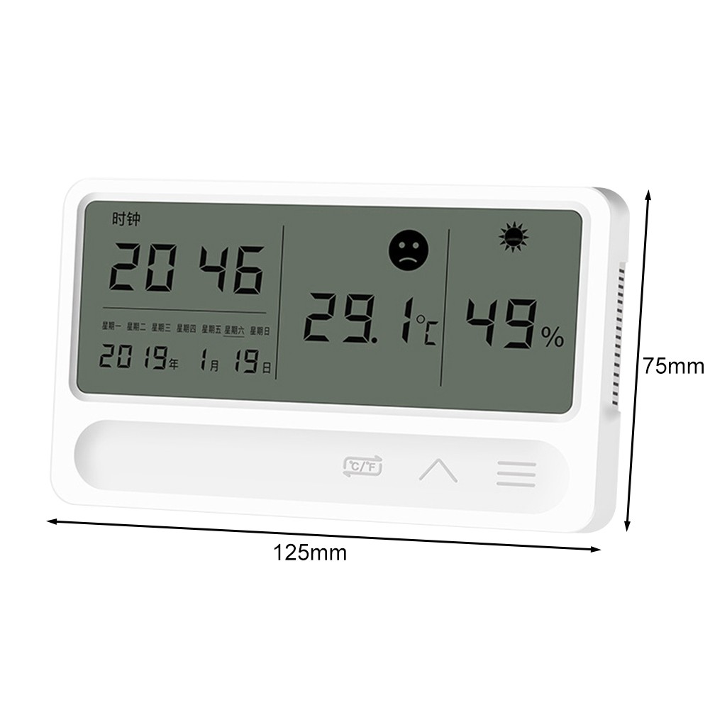 LCD الإلكترونية ساعة مكتب درجة الحرارة مقياس الرطوبة ساعة تنبيه الرطوبة ميزان الحرارة عالية الدقة الرقمية hygrothergraph