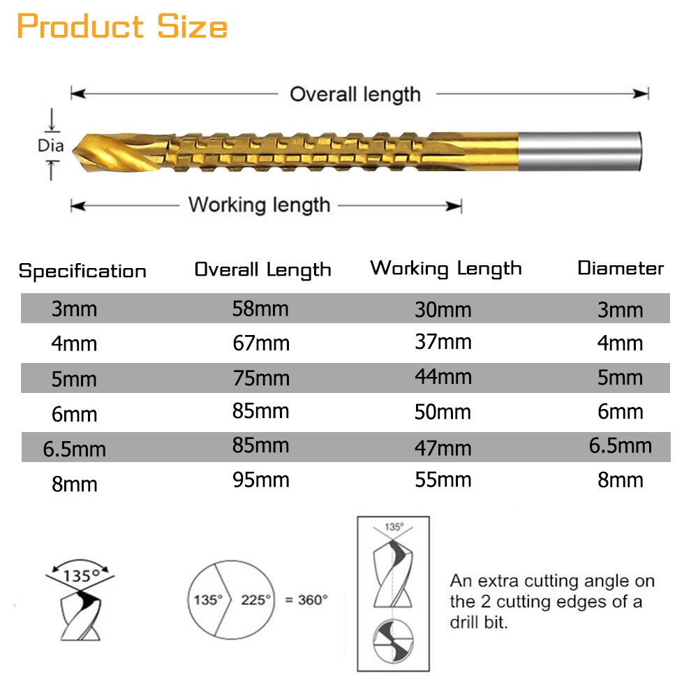 3/4/5/6pcs Cobalt Drill Bit Spiral Screw Metric Composite Tap Drill Bits Drill Polishing Woodworking HSS Twist Drilling Tools