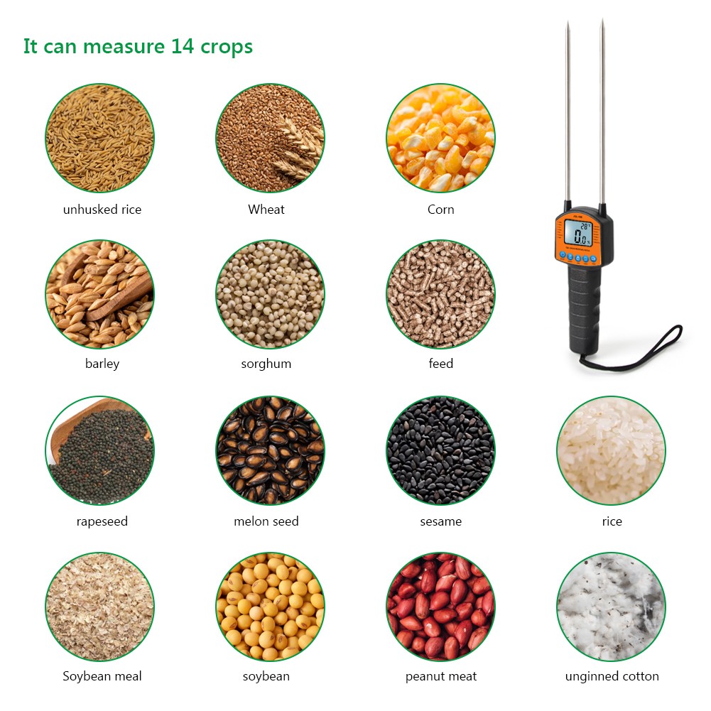 High sensitivity double sensor probe moisture peanut LCD display tester professional digital grain hygrometer