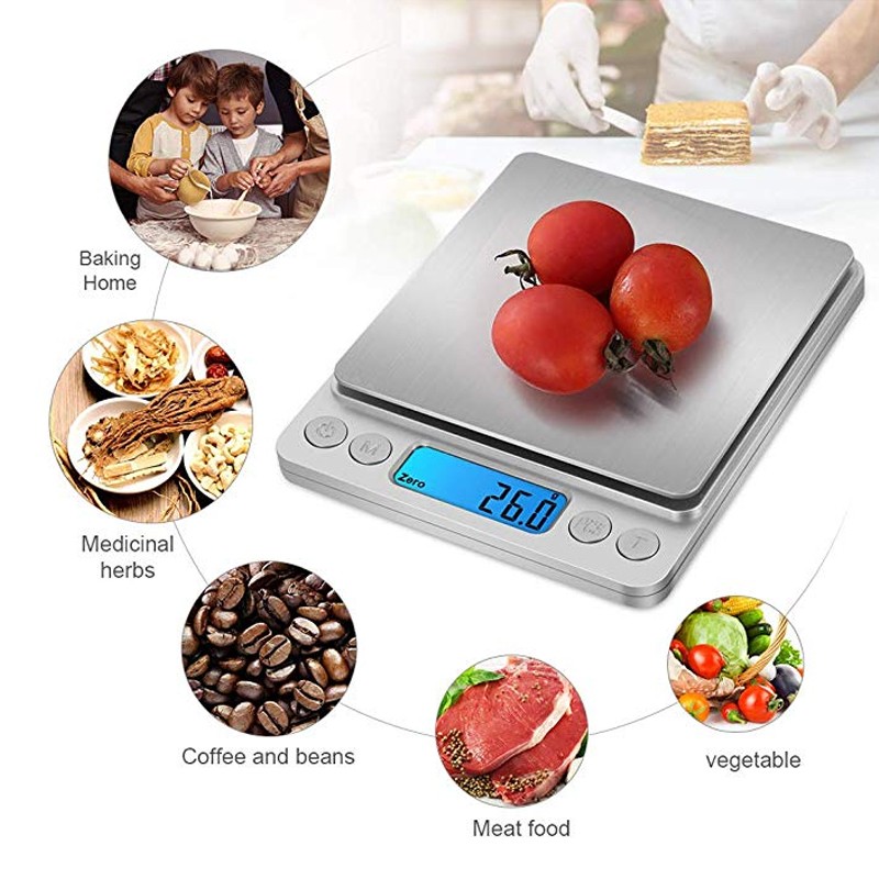 Digital Scale 3000g/0.1g Digital Scales Balance 500g/0.01g LCD Personal Jewelry Scale Digital Small Scale Gram Bread Scale