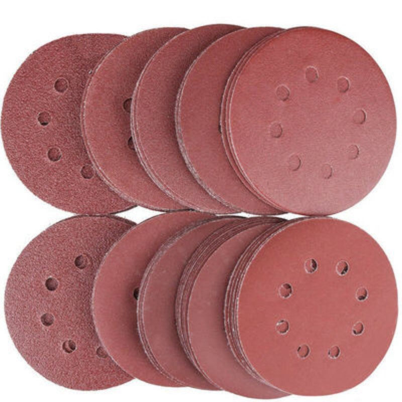 60/80/100pcs 5 inch 125mm round emery sand grit sheets 40-400 hook and loop sanding disc polish abrasive tools