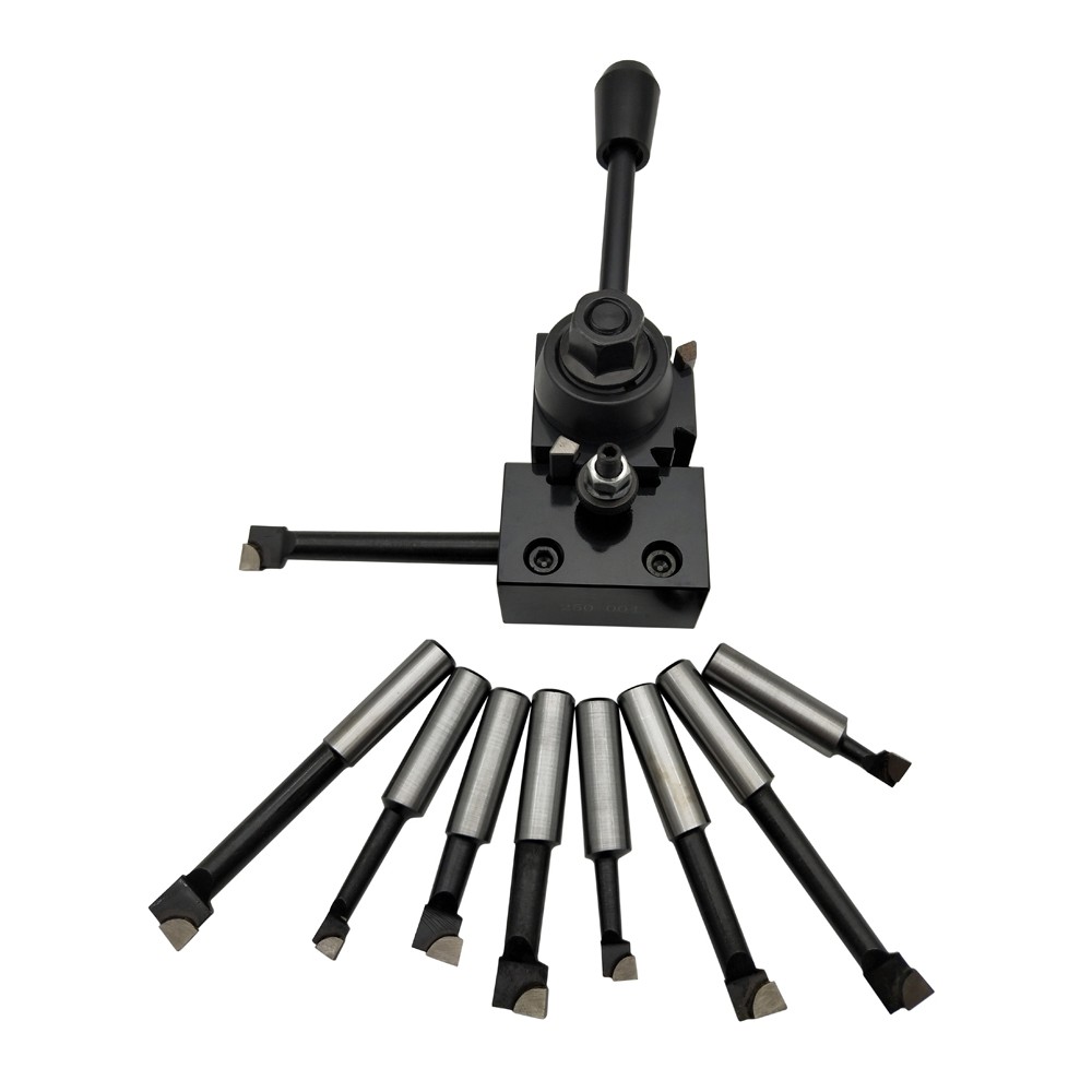 6pcs 250 Steel Cuniform Type Quick Change Toolpost Tool Holder Set with 6-9" Lathe Swing Collet Chuck