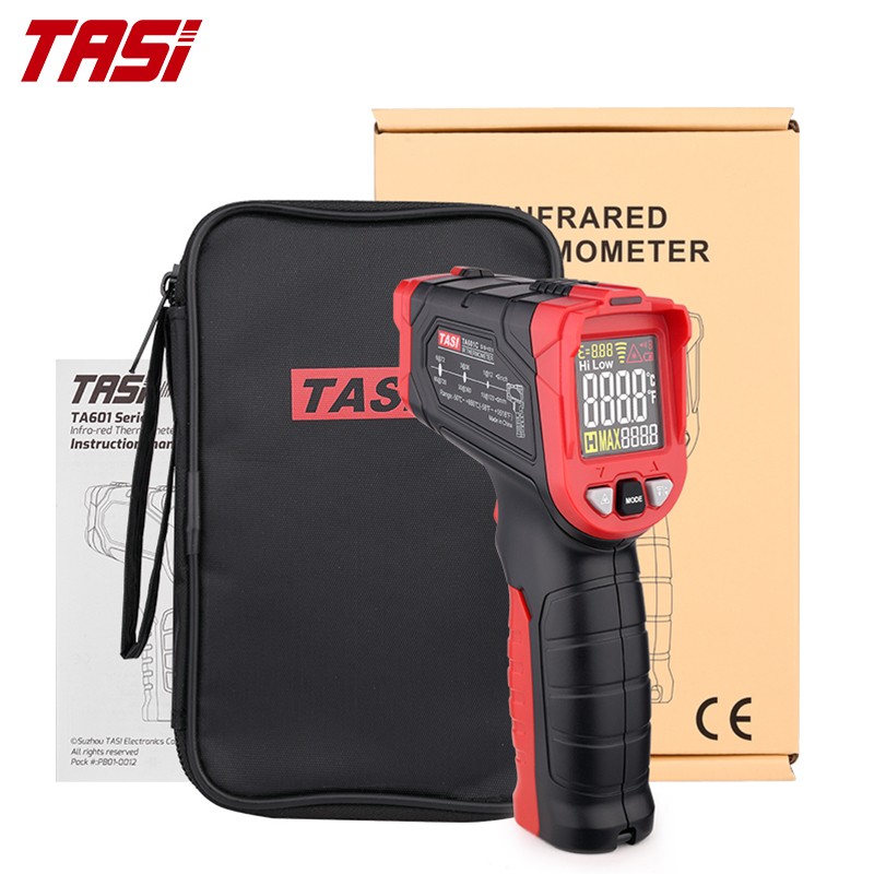 TASI TA601A/B/C ميزان الحرارة الرقمي بالأشعة تحت الحمراء لتحديد المواقع بالليزر مقياس الحرارة VA لون LCD ضوء إنذار عدم الاتصال Termometro