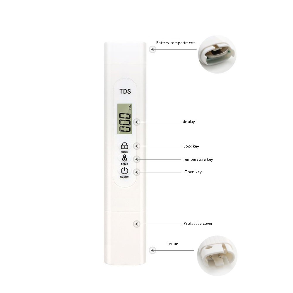 Portable Water TDS Meter Pen EC Conductivity Tester Water Quality Monitoring for Fertilizer Drinking Water Concentration