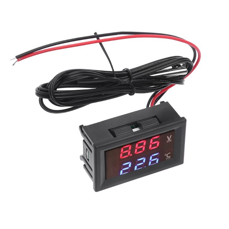 2in1 Car Voltage & Temperature Meter Dual Dispaly Voltmeter + Thermometer for 5v 12v 24v 48v 60v 72v  Dropshipping