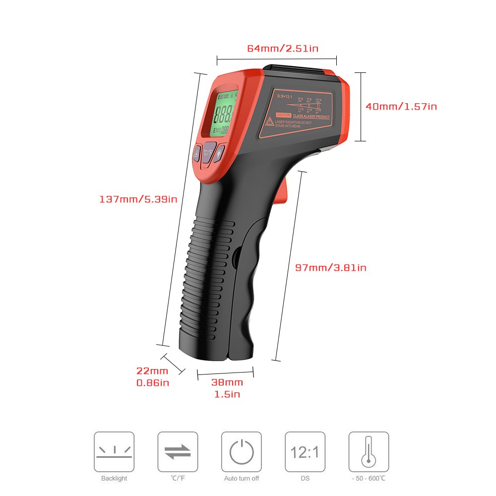 Digital Infrared Thermometer C/F Non Contact Thermometer GM320 Industrial Digital Infrared -50~380/-50~600 Degree