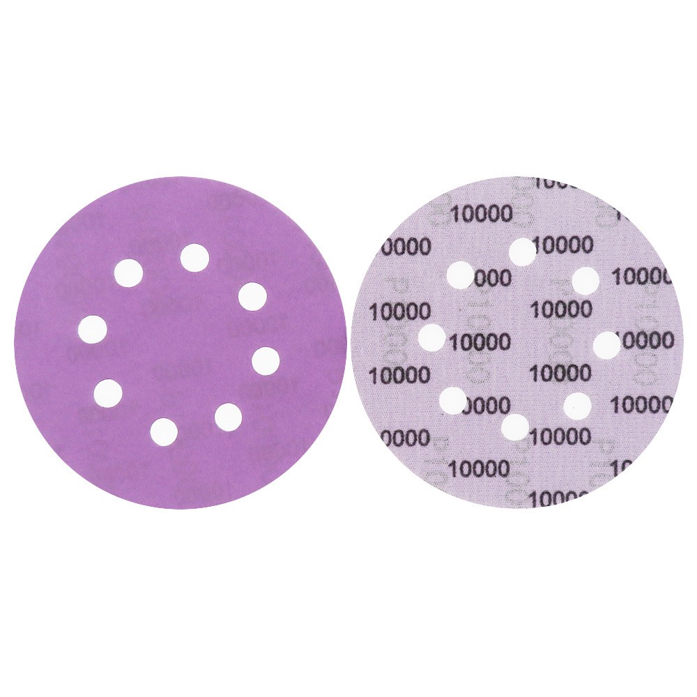 100PCS 5Inch 125mm Sandpaper 8 Hole Hook and Loop Sanding Discs Purple Sander Wet & Dry Sandpaper 60-10000 Grit Assortment