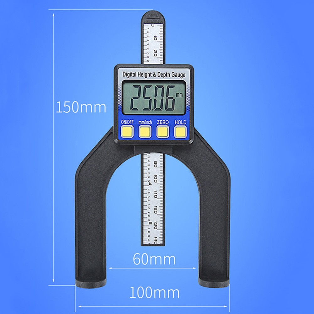 Digital LCD Depth Gauge Height Gauge 0-80mm 0.01mm Caliper with Magnetic Feet for Tables Router Woodworking Measuring Tools