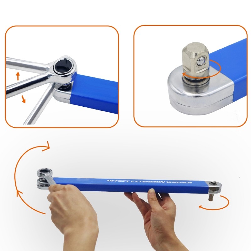 Ratchet Extension Wrench, Multifunctional High Carbon Steel Extender Adapter 1/4" 3/8" 1/2" Hand Torque Gear Socket Nut Tool Kit