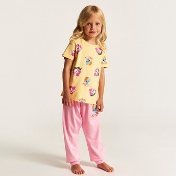 Hasbro Printed Round Neck T-shirt and Pyjama - Set of 2