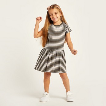 Juniors Printed Round Neck Dress with Short Sleeves - Set of 4