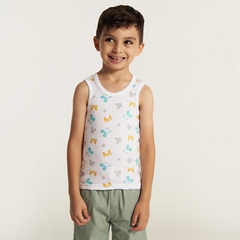 Mickey Mouse Print Vest with Round Neck - Set of 3