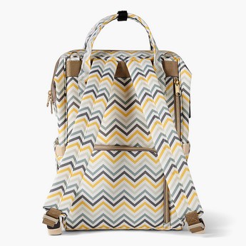 Sunveno Chevron Print Diaper Backpack with Zip Closure and Top Handles