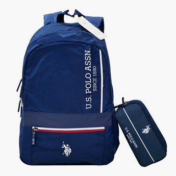 U.S POLO Solid Zipper Backpack with Pouch