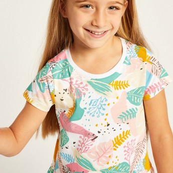 Juniors Printed Round Neck Dress with Short Sleeves - Set of 4