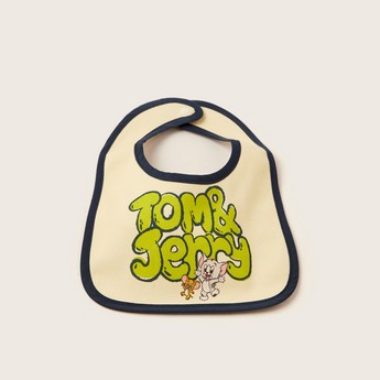 Disney Tom and Jerry Print Bib with Snap Button Closure - Set of 6