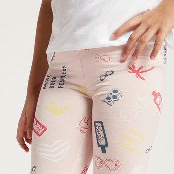 Barbie Print Leggings with Elasticised Waistband - Pack of 2