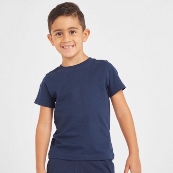 Juniors Solid T-shirt with Round Neck and Short Sleeves - Set of 2