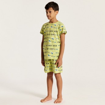 Juniors 4-Piece Printed T-shirt with Shorts and Pyjama Set