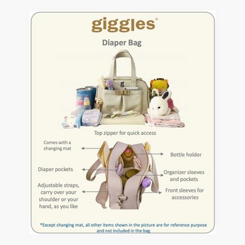 Giggles Diaper Bag with Logo Detail